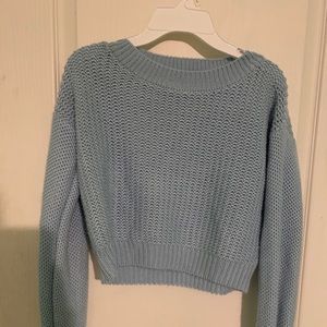 Forever 21 Small Light Blue Crop Sweater